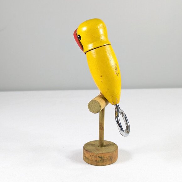 Vintage yellow parrot bottle opener and corkscrew, colourful home decor barwares - Picture 3 of 5